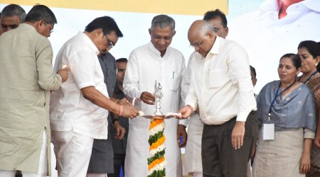 bhupendra patel, foundation stone, indian express