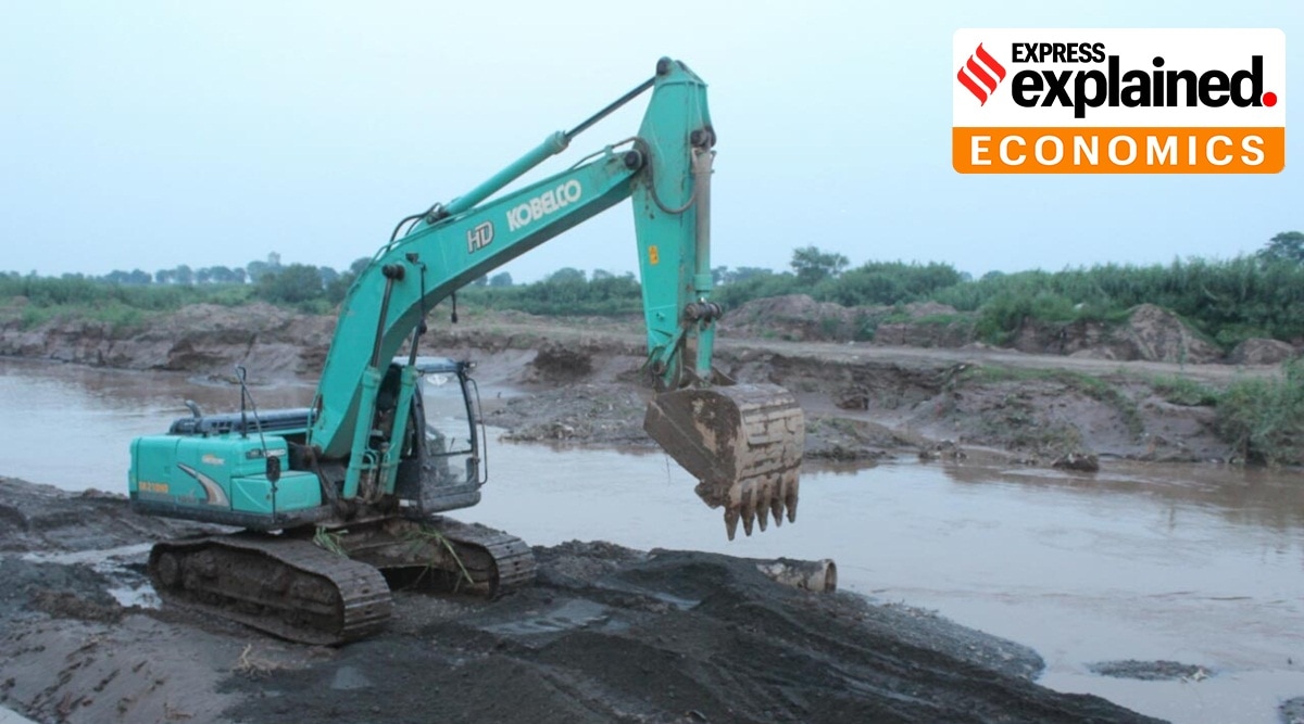 Poclain machines being used for mining in Rampur Kalan Village in Mohali on Tuesday, July 24 2018.