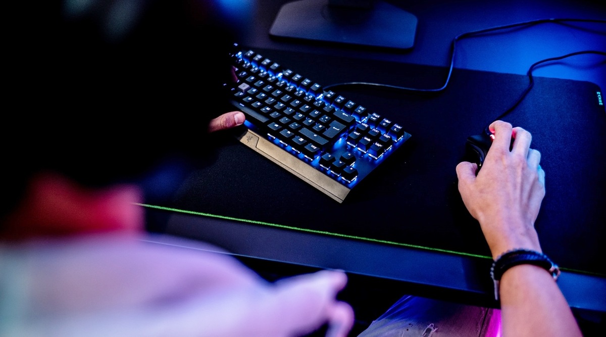 a person with keyboard and mouse