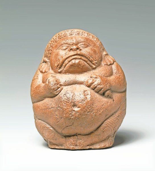 Rattle in form of Crouching Yaksha, terracotta, 1st century BCE, Bengal