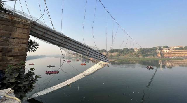 Morbi bridge collapse, Gujarat govt, suspension of Morbi municipality, indian express, indian express news