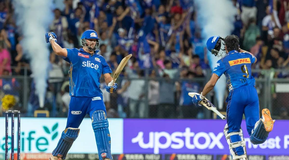 MI vs RR IPL 2023 Tim David hits three sixes in a row to power Mumbai Indians to victory in historic run-chase Cricket News