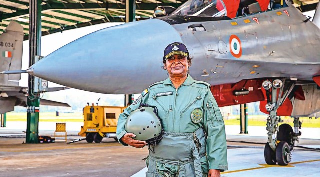 Droupadi Murmu flies Sukhoi-30, President Droupadi Murmu flies Sukhoi-30, Indian Air Force (IAF), Rashtrapati Bhavan, Indian Express, India news, current affairs