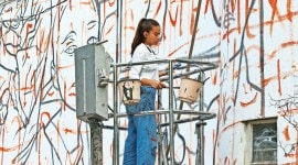 Paola Delfin, Lodhi Colony, Mexican artist who painted people she met as murals, Delhi news, New Delhi, Indian Express, current affairs