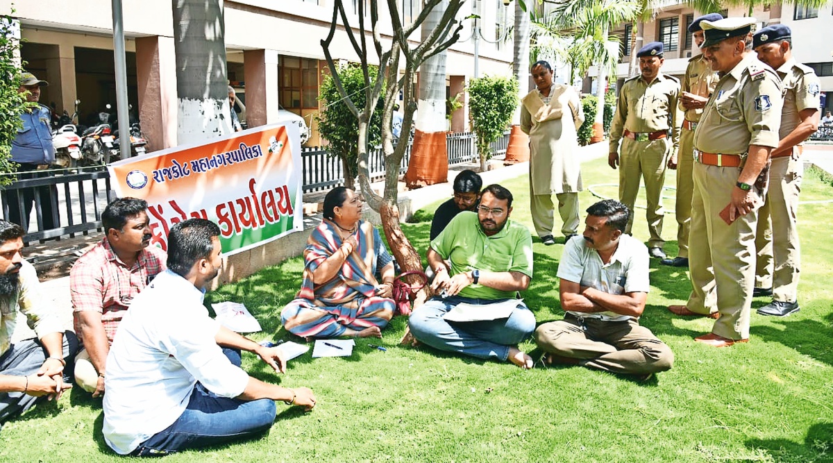 LoP’s office & car taken away, Congress leader meets people under tree