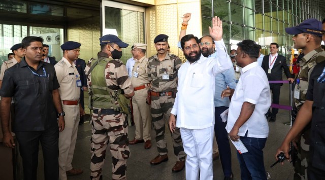 Eknath Shinde, Shinde in Lucknow, Ayodhya, Ayodhya Ram Mandir, Devendra Fadnavis Ram Mandir visit, Ayodhya Ram Mandir, Eknath Shinde, PM Modi, Bal Thackeray’s dream of Ram temple, Ayodhya Ram Mandir, Shiv Sena worker, Uddhav Thackeray, indian express, indian express news