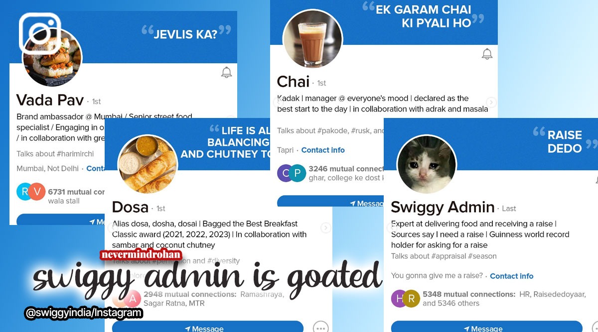 Dosa Pasta Chai And Other Dishes Get LinkedIn Profiles In Swiggy s 