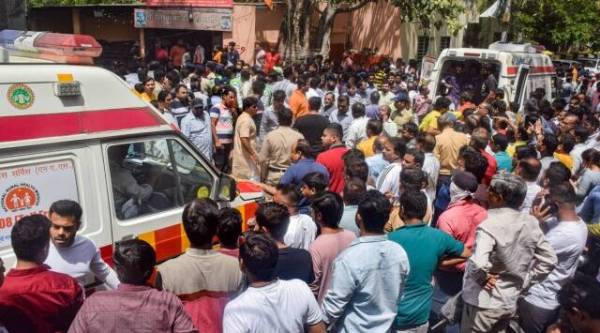 Ambulances arrive at Beleshwar Mahadev Jhulelal temple. (PTI)