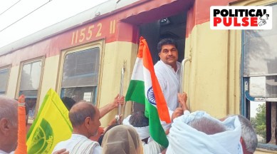 Local farmer leaders from Haryana's Jind head to Delhi to join the wrestlers' protest in Delhi on April 28. (Express photo)