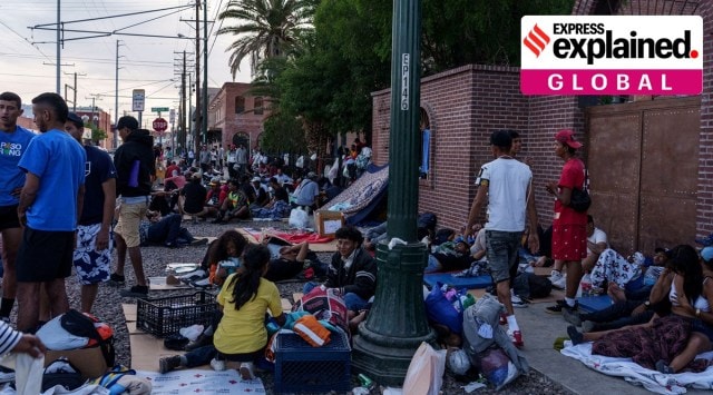 Migrants, mostly from Venezuela, are camped out in front of Sacred Heart Church in advance of the planned May 11 ending of COVID-19 border restrictions known as Title 42, in Texas, U.S. April 30, 2023.