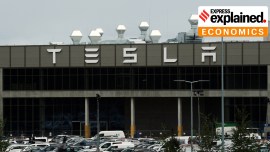 Tesla logo on the Gigafactory in Gruenheide near Berlin, Germany, August 30, 2022.