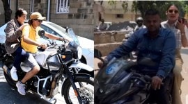 Amitabh Bachchan- Anushka Sharma- helmetless riding