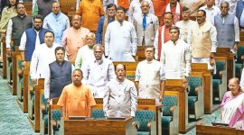 Yogi Adityanath (Uttar Pradesh), Bhupendra Patel (Gujarat), Y S Jagan Mohan Reddy (Andhra Pradesh), Manik Saha (Tripura), Neiphiu Rio (Nagaland), Eknath Shinde (Maharashtra) and Pramod Sawant, Parliament building inauguration, new Parliament building, Parliament building inauguration news, new vidhan sabha, narendra modi, central vista project, Indian Express, India news, current affairs
