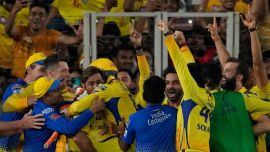 Chennai Super Kings' MS Dhoni and Ravindra Jadeja