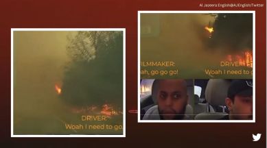 Driving through wildfire in canada
