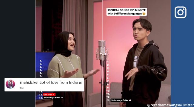 Duo sings 13 viral songs in 9 different languages in one minute
