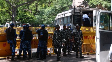 Wrestlers’ panchayat today, Delhi Police, temp jail at MCD school, police deployment, border blockade with stones, Delhi law and order situation, new Parliament building inauguration, indian express, indian express news