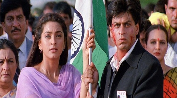 Actors Juhi Chawla and SRK