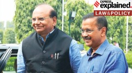Delhi CM Kejriwal with L-G Saxena
