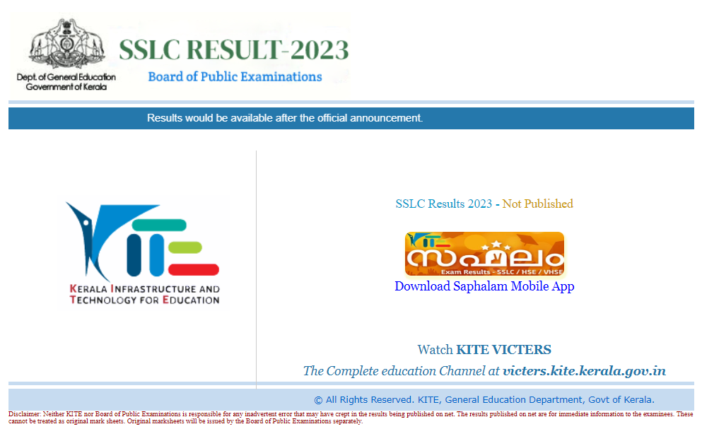 Kerala SSLC 10th Results 2023 Websites, Saphalam and PRD Live app to