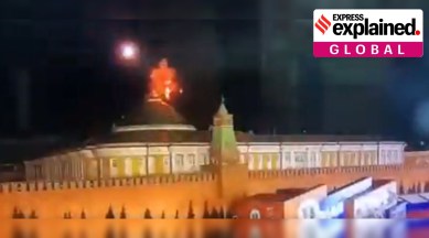 Screengrab of unverified video showing drone attack on Kremlin