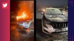 Mahindra XUV700 catches fire on Jaipur highway