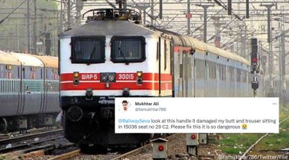 Man shares photo of broken seat handle on a train. Railways 