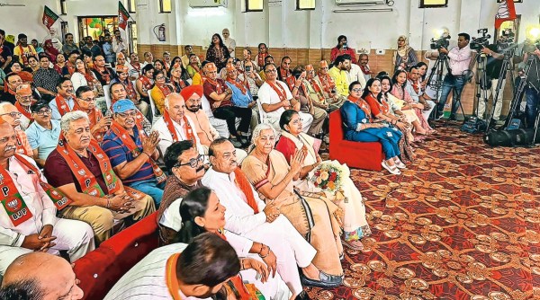 Union Finance Minister Nirmala Sitharaman and others in New Delhi. PTI