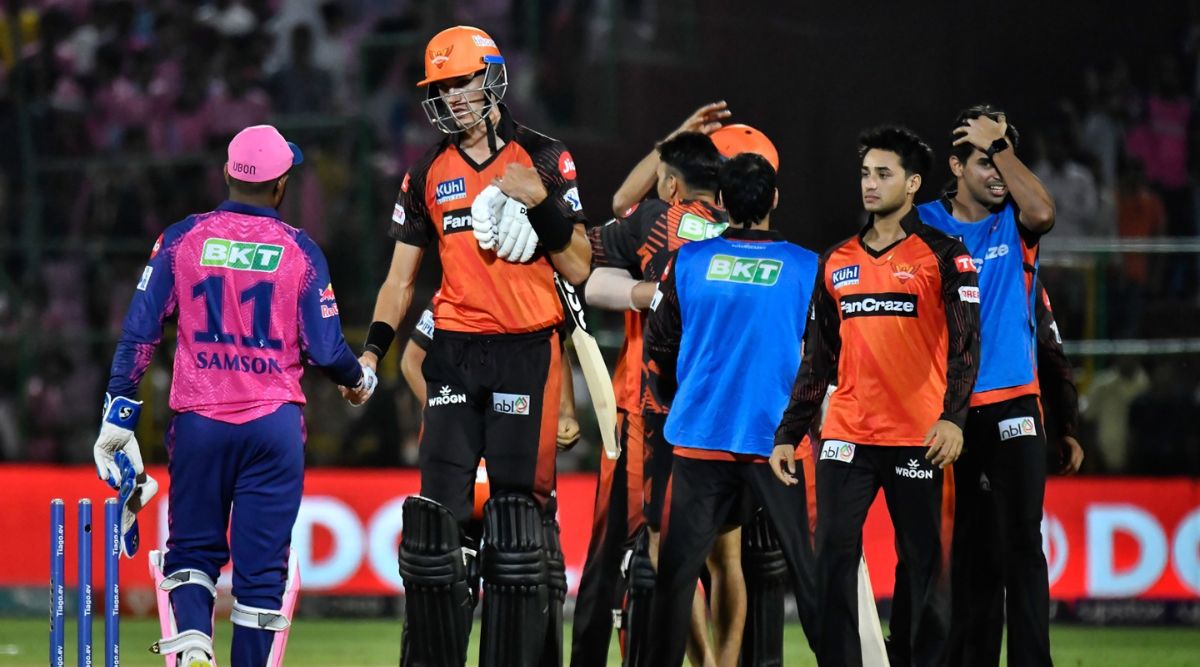 RR vs SRH Highlights Samad smashes a six after no ball to seal