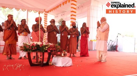 Narendra Modi installing sengol in new Parliament building