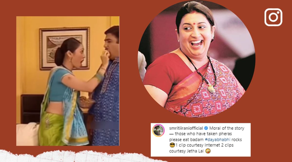 1200px x 667px - Those who have taken pheras, eat badam': Smriti Irani shares life advice a  la Dayaben, leaves people in splits | Trending News,The Indian Express