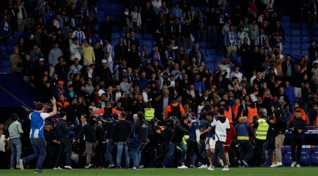 Watch: Early end to Barcelona’s title celebrations after Espanyol fans ...