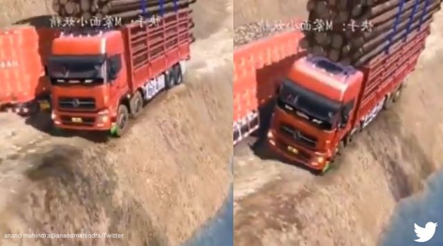 Animated clip of truck moving in rough terrain