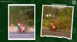 Two women ride motorbike