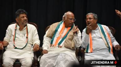 DK Shivakumar, Karnataka Polls results, Karnataka election results, Karnataka Polls 2023, Karnataka Assembly election, Karnataka Assembly polls, Karnataka BJP, Karnataka congress, Basavaraj Bommai, K S Eshwarappa, Political Pulse, Indian Express, India news, current affairs