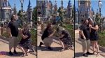Woman proposes to her boyfriend at Disneyland