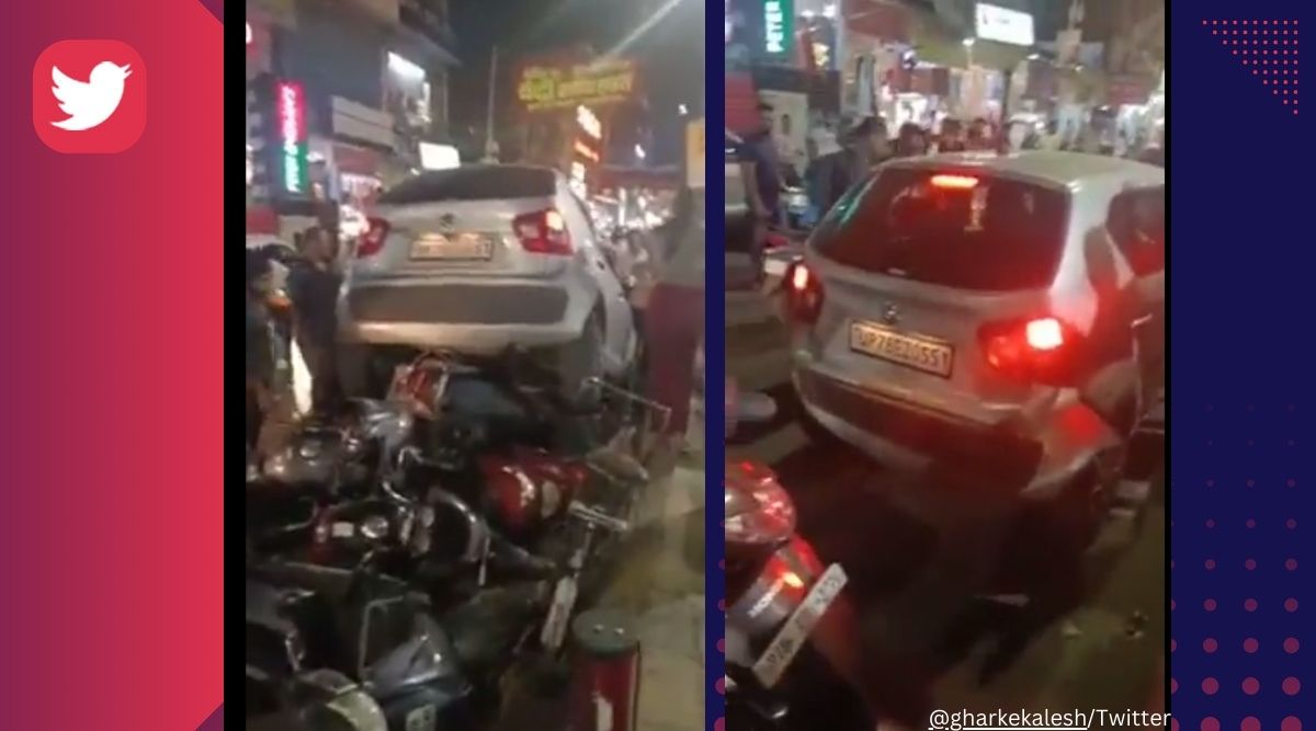 The ‘reverse Effect Woman Rams Car Into Row Of Two Wheelers In Kanpur Watch Trending News