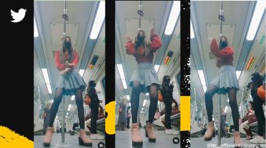 woman dance delhi metro train