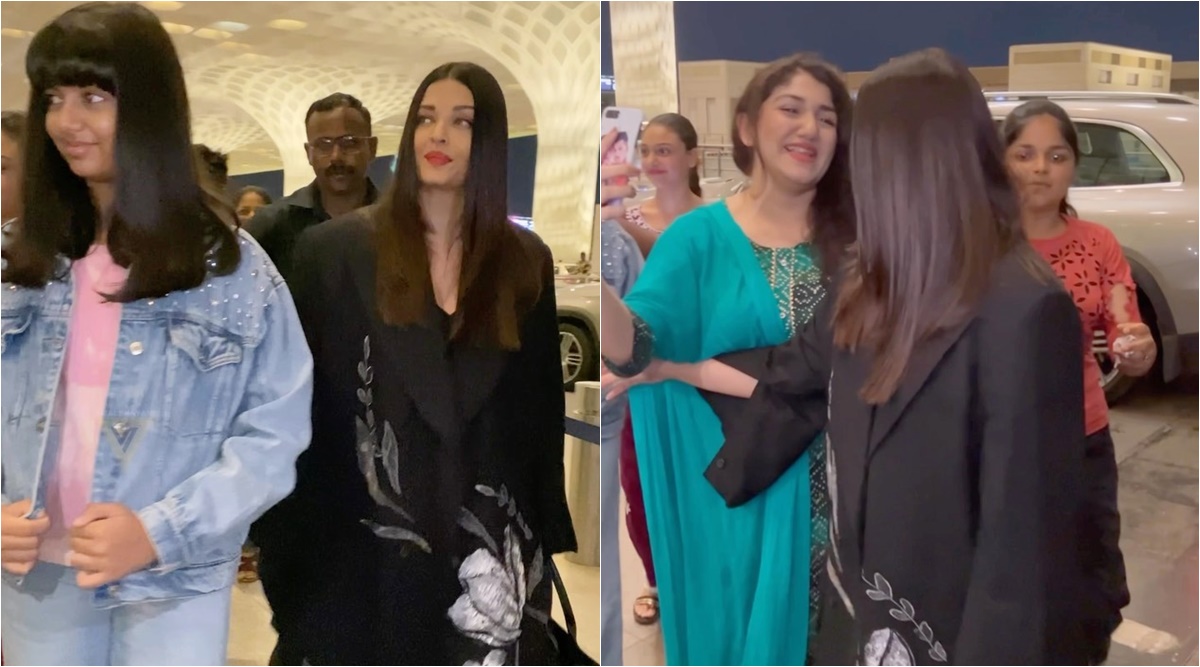 Aishwarya Rai requests fan to step back as she leaves for Cannes 2023 with daughter Aaradhya Bollywood News photo