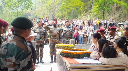 paratrooper Siddhant Chettri killed, last rites, J&K militant attack, military honours at his native village, Indian express, indian express news