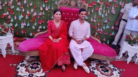 bhavya bishnoi and pari bishnoi engagement, indian express