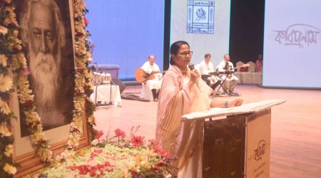 Rabindra Jayanti programme, Mamata Banerjee, JPN Nadda’s Tagore birthplace, Trinamool Congress, congress, bjp, indian express, indian express news