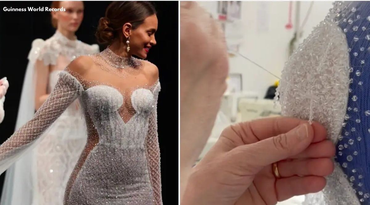 Stunning': Wedding dress with over 50,000 crystals breaks Guinness ...