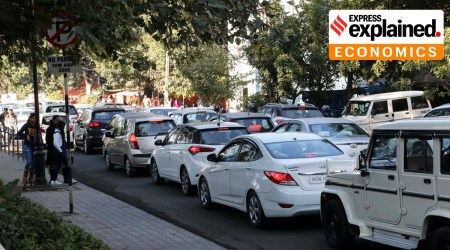 Traffic jam near one of the Malls in Industrial Area Phase I during Christmas celebration in Chandigarh on Tuesday, December 25 2018.