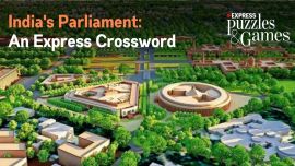 photo showing crossword on indian parliament