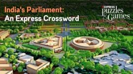 photo showing crossword on indian parliament