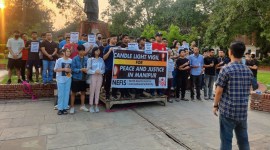 Maniopur violence, Candlelight vigil, students from Manipur in Delhi voice, Manipur students candle light, indian express, indian express news