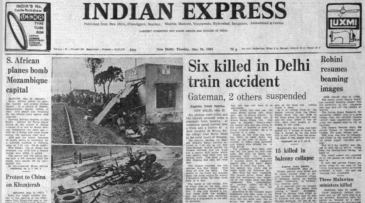 his is the front page of The Indian Express published on May 24, 1983.