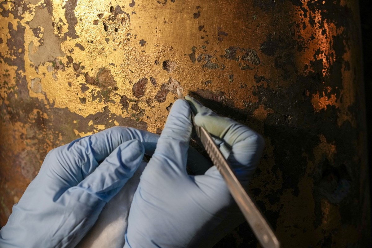 Vatican experts uncovering gilded glory of Hercules statue struck by ...