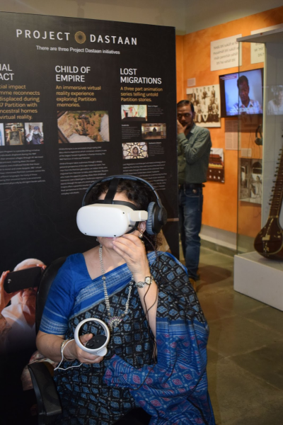 Visitors experience the immersive VR film Child of Empire Picture: TAACHT Archives